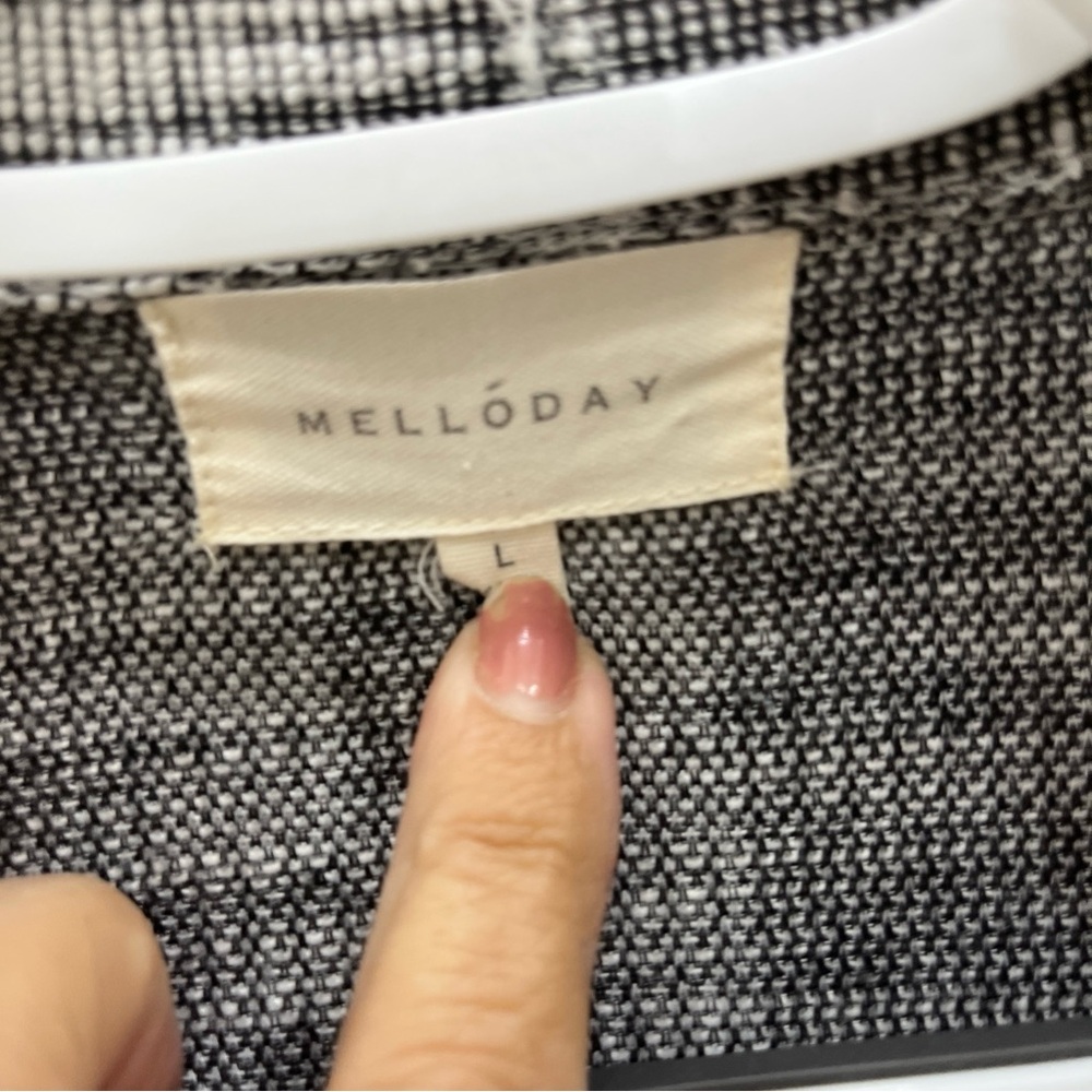Melloday Cardigan Jacket Womens Large Black White Good Tweed Knit CKL189062-TM - Picture 4 of 7